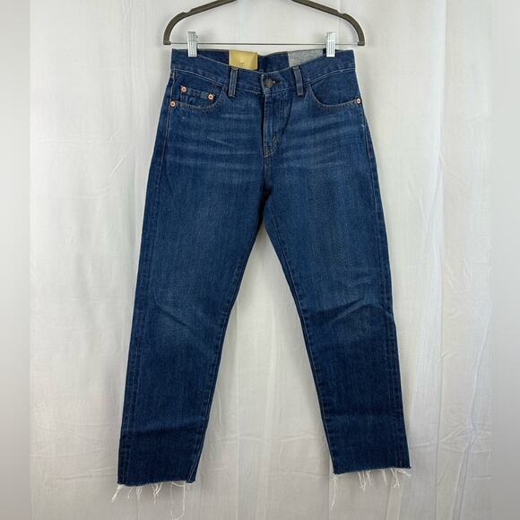 NWT Dark Wash Women’s 505 Levi’s Cropped Straight Leg Jeans Size W28 - Picture 1 of 5